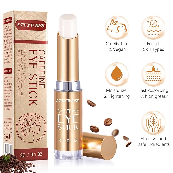 Caffeine Eye Stick, Eye Cream for Dark Circles and Puffiness, Under Eye Cream Anti Aging Hydrating, Reduce of Wrinkles, Fine Lines, Under Eye Treatment-VivaGrace Women