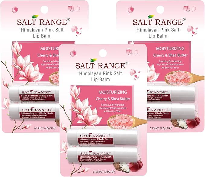 Natural Solution Lip Balm, Formulated with Cherry & Organic Shea Butter, Moisturizing Lip Care Multipack, Hydrating Moisturizer for Dry Lips, Organic Chapstick- 3 Count,6 Pieces-VivaGrace Women