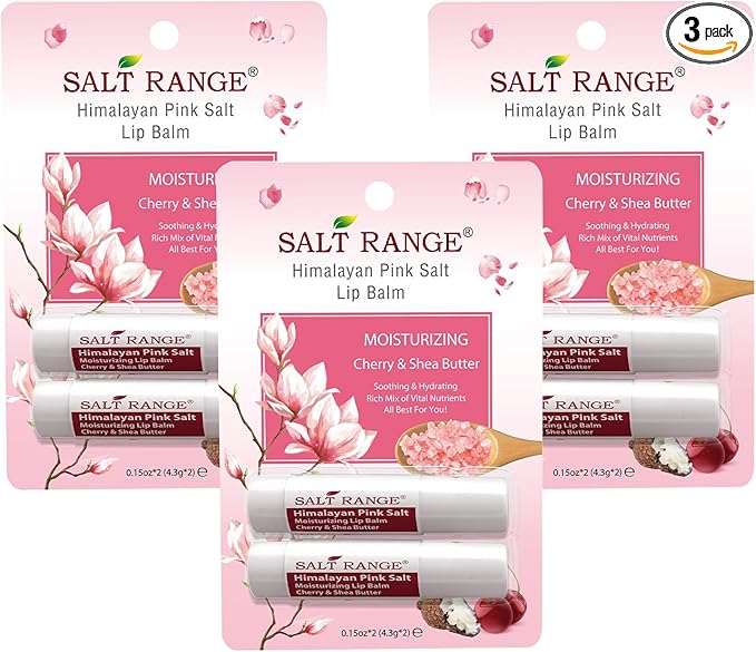 Natural Solution Lip Balm, Formulated with Cherry & Organic Shea Butter, Moisturizing Lip Care Multipack, Hydrating Moisturizer for Dry Lips, Organic Chapstick- 3 Count,6 Pieces-VivaGrace Women