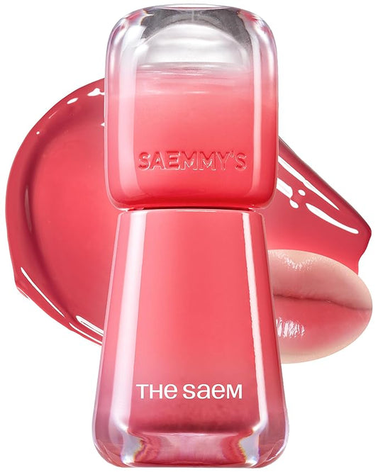 THESAEM Saemmy's Ade Shot Tint - Korean Lip Titnt, Water Gel Lip Stain with Plump Glowy Moisturizing Finish, Buildable Radiant Gloss, Long-Lasting Comfort, 0.1 fl.oz. (02 Peach Oolong)-VivaGrace Women