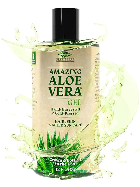 Amazing Aloe Vera Gel - Freshly Cut, 100% Pure Aloe, Premium Quality, Vegan, Unscented - Natural Sunburn Relief, After Shave, Skin, Face & Hair Care 12oz-VivaGrace Women