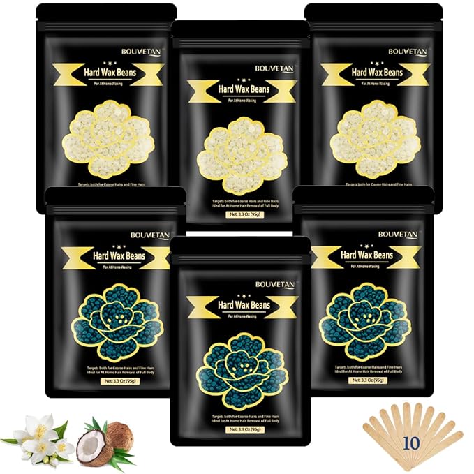 Hard Wax Beads for Hair Removal – 6 Packs, 21oz Total – Smooth & Long-Lasting Hair Removal for All Skin Types