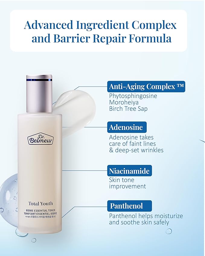 Total Youth Biome (Skincare Set, 12.2fl oz) - Premium Total Age-Defying Toner + Emulsion Set for Wrinkles, Elasticity, Hydration & Skin Tone. Korean Skin Care by LG Beauty. Collagen,-VivaGrace Women