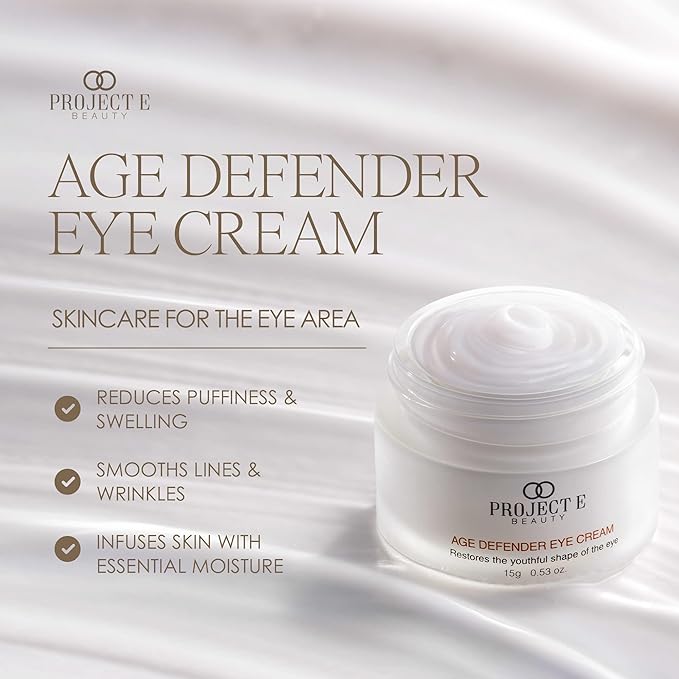 Project E Beauty Age Defender Eye Cream Brightens & Smooths Under Eyes | Reduce Puffiness, Lines & Dark Circles | Anti-Aging & Hydrating | Wrinkle Smoothing Eye Cream Treatment | 15g-VivaGrace Women