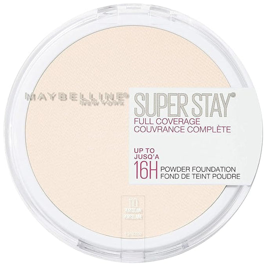 Maybelline Super Stay Full Coverage Powder Foundation Makeup, Up to 16 Hour Wear, Soft, Creamy Matte Foundation, Porcelain, 1 Count-VivaGrace Women