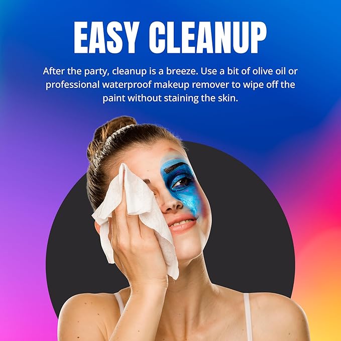 Professional Face Painting Kit - Skin Friendly Face Paint Kit - Cruelty-Free & Vegan Water Based Face Paint Makeup for Theatre, SFX and Halloween- 8 Colors 5g Each - Splashes & Spills (Pearly Colors)-VivaGrace Women