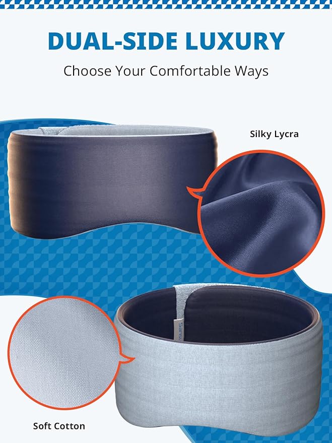 Sleep Mask, Eye Mask for Sleeping, Upgrade Ultra-Soft Blackout Eye Cover for Women Men, Wider Adjustable Strap for Side Sleeper, Travel, Nap, Yoga, Relief Eye, Navy Blue-VivaGrace Women