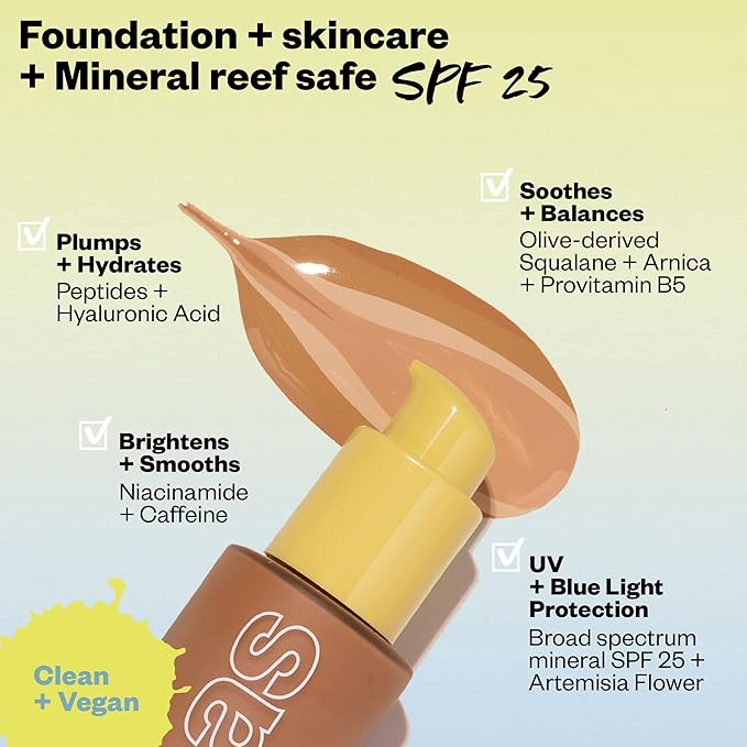 Kosas Revealer Skin-Improving Foundation with SPF 25 Protection - Hydrate, Brighten, Soothe, Plump, Protect Skin - Smoothing Texture, Natural Finish and Clean Formula - Medium Deep Neutral 320-VivaGrace Women
