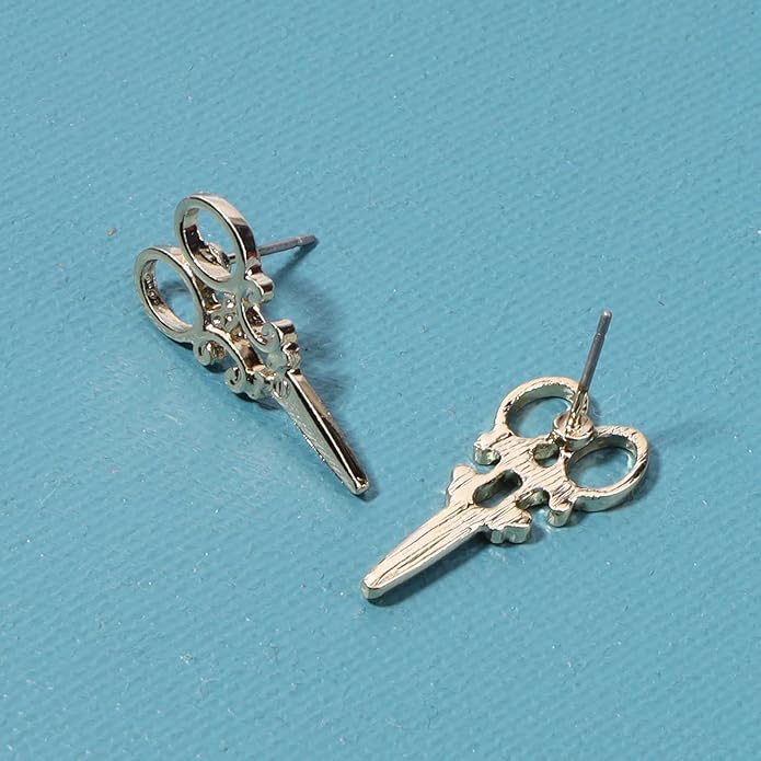 Punk Scissors Stud Earrings Gold Barber Earrings Minimalist Petite Earrings Personalized Earrings for Women and Girls Hair Stylist Gifts-VivaGrace Women