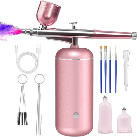 Airbrush Kit with Compressor - 48PSI High-Pressure, Non-Clogging Air Brush Set Cordless Rechargeable with 0.3mm Nozzle and Cleaning Brush for Nail Art, Makeup, Painting, and Cake Decorating-VivaGrace Women