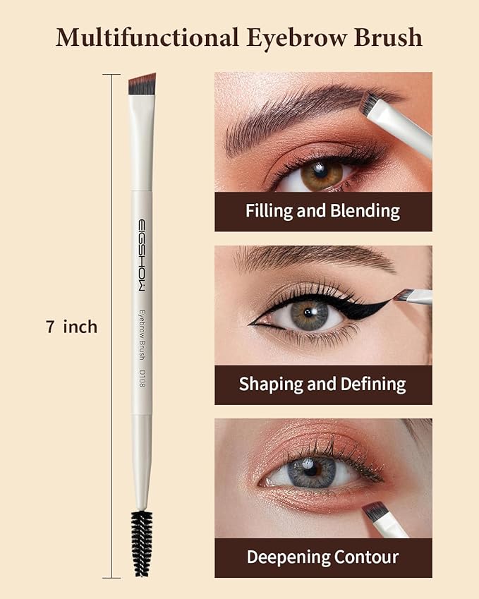 Eyebrow Brush, Dual-ended Angled Eyebrow Brush for Brows or Lashes D108 - Black-VivaGrace Women