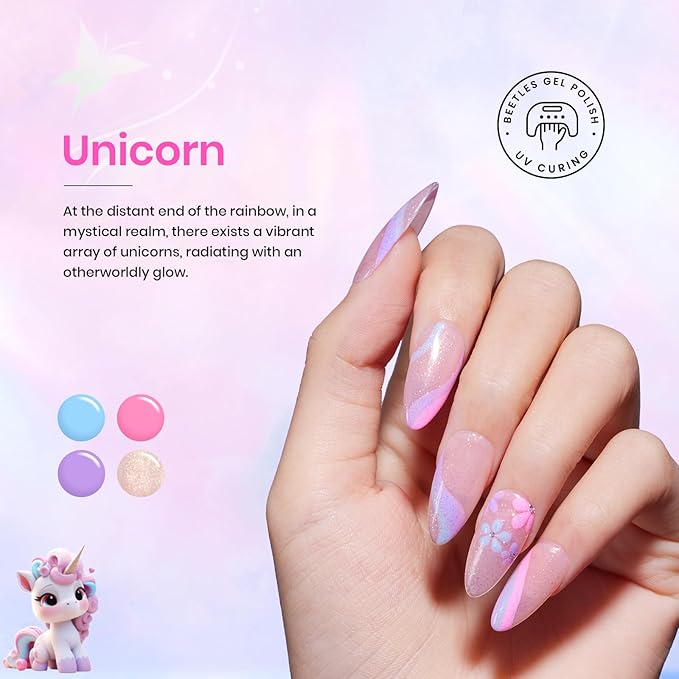 Beetles Purple Gel Nail Polish Set - 20 Colors Hot Pink Purple Shimmer Green Unicorn Bright Glitter Manicure Macaron Collection Pastel Gel Polish Kit with Base Matte Glossy Top Coat-VivaGrace Women