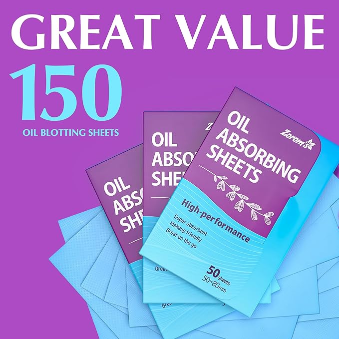 Premium Oil Absorbing Sheets for Face - 3 pack (150 sheets) - Makeup Friendly Oil Blotting Sheets for Face - Blotting Papers for Face with Oily Skin-VivaGrace Women