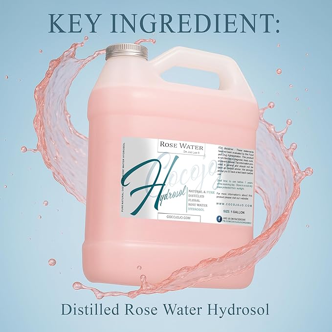 Rose Hydrosol Spray Cleansing Non GMO Facial Toner for Face Body Locs Rose Water Hydrating Face Mist, for Hydration Pure & Natural Hydrosol for All Skin Types - COCOJOJO - Bulk 128 OZ - 1 Gallon-VivaGrace Women