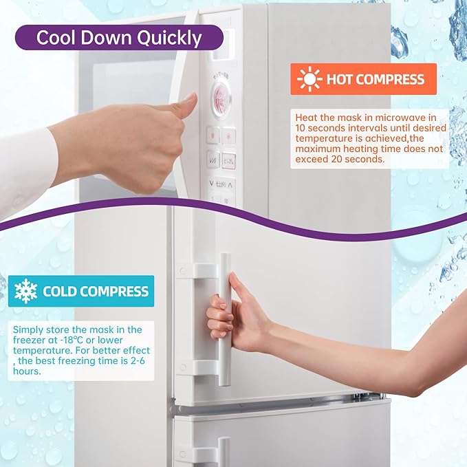 Ice Face Mask Reusable and Cold Gel Eye Mask for Puffiness/Dark Circles/Eye Bags/Dry Eyes/Headaches/Migraines/Stress Relief, Ice Pack for Eyes & Face (Purple)-VivaGrace Women