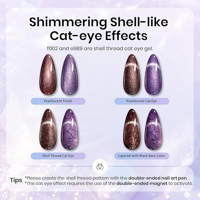 Beetles Pearl Gel Nail Polish Set - Ocean Treasures Gel Polish, 20 Colors Glitter Cat Eye Pink Red Mermaid Swirl Thread Effect Soak off Nail Gel for DIY Manicure Gift for Women-VivaGrace Women