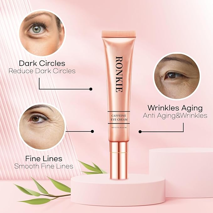 Eye Cream for Dark Circles and Puffiness: Caffeine - Retinol Cream- Anti Aging Wrinkles With Collagen Hyaluronic Acid Fine Lines Depuffer in 3-4 Weeks-15 mL-VivaGrace Women