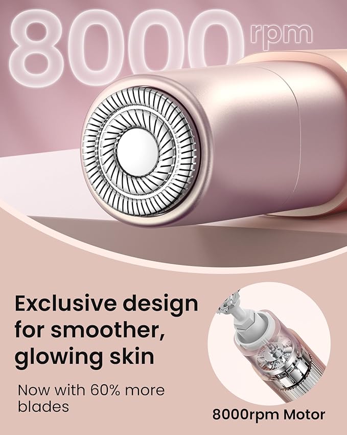 Rechargeable Facial Hair Remover for Women: Painless Mini Face Razors Shaver with 2 Replacement Heads,Electric Facial Hair Removal Device for Upper Lip, Chin & Face for Home & Travel-VivaGrace Women