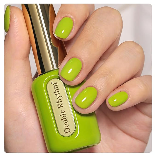Double Rhythm 0.50 OZ Gel Polish Hema Free Same Color Same Bottle Golden Round Translucent Neutral Natural Milky 15 ML Jelly UV Polish Art DIY at Home (Olive Green-C1543)