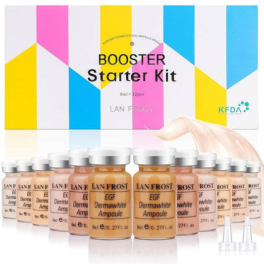 BB Facial Glow Serum Starter Kit Hyaluronic Acid Essence Foundation Skin Care Kit 0.27oz 12 Vials, Combined With Niacinamide and Peptides To Brighten Skin Tone Anti-Aging Foundation 6-Color Mix Pack-VivaGrace Women
