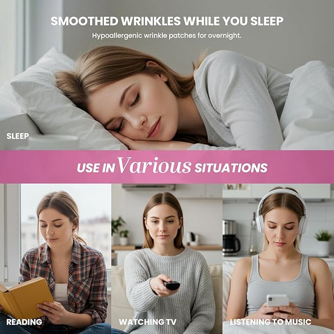 New Anti Facial Wrinkle Patches: Anti Wrinkle Patches Overnight - Smile Line Pathces - Facial Wrinkle Patche for Forehead, Smile Line, Under Eye 144 Pcs (1 Count (Pack of 144), Unscented)-VivaGrace Women