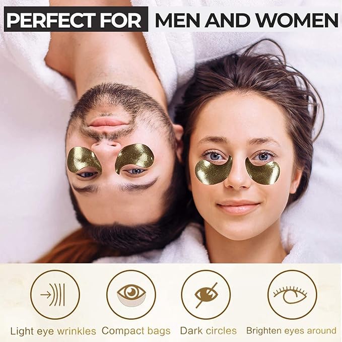 Under Eye Patches, Eye Mask Black Pearl, Puffy Eyes Dark Circles Brighten Treatments, 60PCS Collagen Under Gel Pad for Lighten Wrinkles Anti-Aging, Fine Lines Eye Bags Women Men-VivaGrace Women