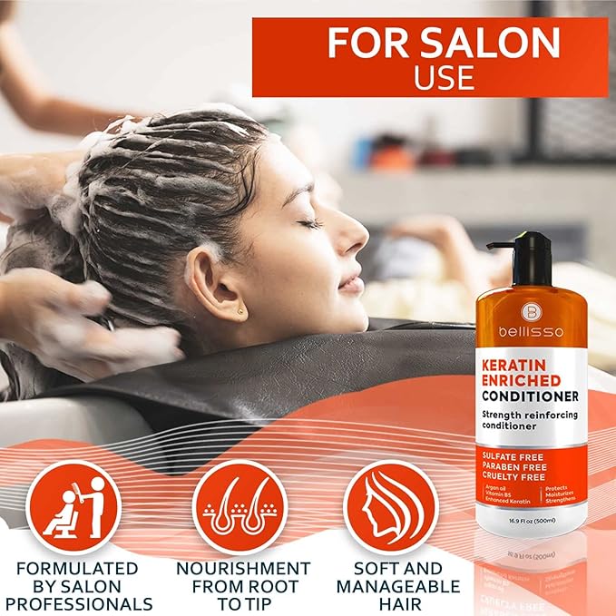 Keratin Conditioner – Sulfate and Paraben Free Deep Treatment for Dry, Damaged Hair - Salon Formula - For Curly, Color Treated, Straight and Frizzy Hair – for Women and Men to Repair Split Ends-VivaGrace Women