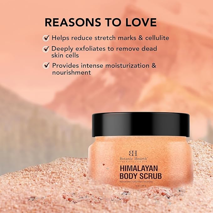 Botanic Hearth Himalayan Salt Body Scrub With Lychee Oil, Exfoliating Body Scrub Act As Body Exfoliator & Helps With Moisturizing Skin, Acne, Cellulite, Dead Skin Scars, Wrinkles 12 Oz-VivaGrace Women