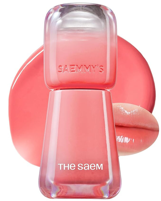 THESAEM Saemmy's Ade Shot Tint - Korean Lip Tint, Water Gel Lip Stain with Plump Glowy Moisturizing Finish, Buildable Radiant Gloss, Long-Lasting Comfort, 0.1 fl.oz. (10 Peach Palm)-VivaGrace Women