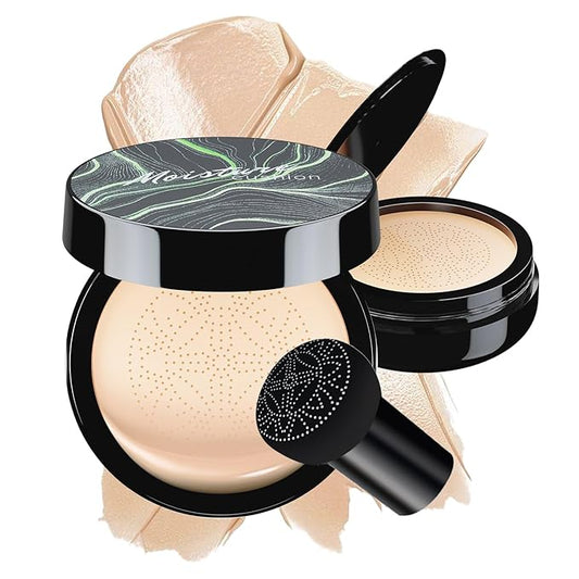 Mushroom Head Air Cushion CC Cream - BB Cream Face Makeup Foundation for Mature Skin Moisturizing Concealer Brighten Long-Lasting, Even Skin Tone for All Skin Types, Ivory Color-VivaGrace Women