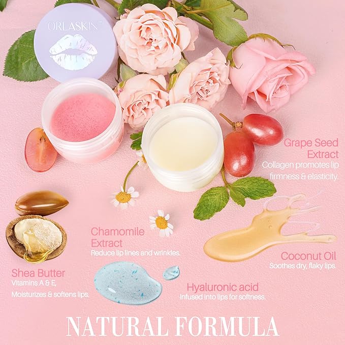 Lip Mask & Lip Scrubber Exfoliator Lip Sleeping Mask Overnight for Dark Lips to Lighten Moisturizer Lip Butter Balm for Dry Chapped Cracked Peel Lips Skin Care（Mint Flavor）-VivaGrace Women