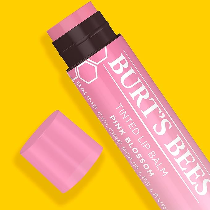 Burt's Bees Lip Tint Balm with Long Lasting 2 in 1 Duo Tinted Balm Formula, Color Infused with Deeply Hydrating Shea Butter for a Natural Looking Buildable Finish, Pink Blossom (2-Pack)-VivaGrace Women