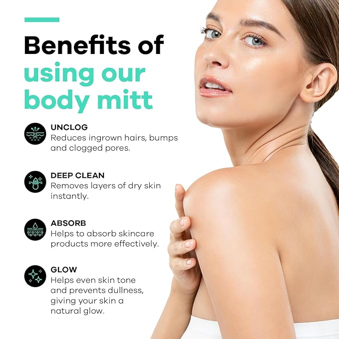 Dermasuri Deep Exfoliating Glove - Polishing Mitt Body Scrubber - Korean Skin Cleaner Exfoliator & Dead Skin Buffing Treatment - Keratosis Pilaris Scrub Remover- Shower Skincare (1 Pack)-VivaGrace Women