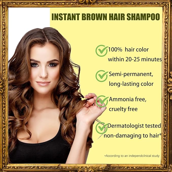 Light Brown Shampoo Para Pintar el Cabello - Instant Hair Dye Shampoo 3 in 1 Refresh Hair Color, Herbal Shampoo Hair Dye for Women Men, Easy to Use & Long Lasting Hair Color Shampoo 16.90 oz-VivaGrace Women