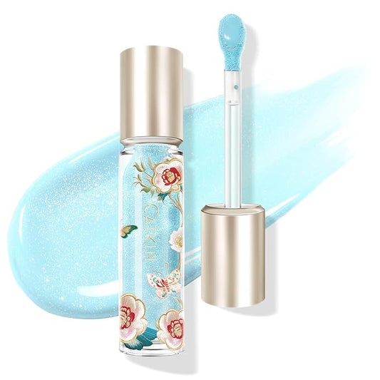 CATKIN Lip Plumper Gloss, Tinted Lip Serum with Hyaluronic Acid & Jojoba Oil, Non-sticky Volumizing Hydrating Formula for a High Shine Maximum 3D Look, Plump & Soft Lips 0.12 Fl Oz -C01 Sapphire Ocean-VivaGrace Women