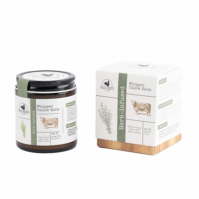 Handmade Whipped Tallow Balm (Herb-Infused/Unscented) - Large Jar - 2.6 oz-VivaGrace Women