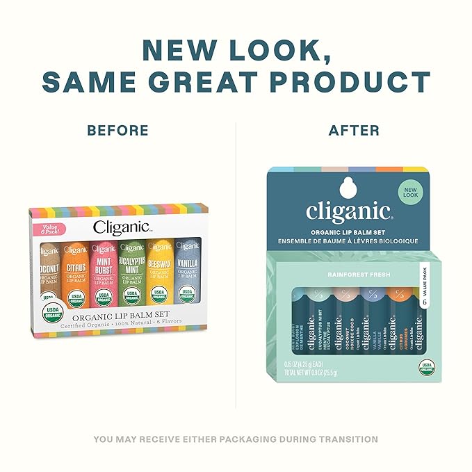 Cliganic Organic Lip Balm Set (4 Packs of 6 Tubes), 100% Natural Moisturizer for Cracked & Dry Lips (Packaging May Vary)-VivaGrace Women