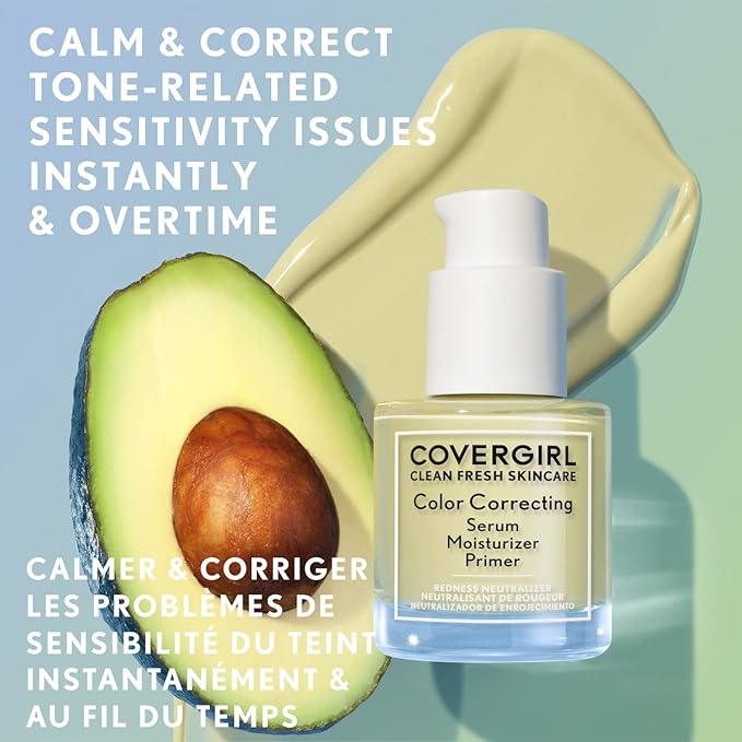 COVERGIRL Clean Fresh Color Correcting Serum + Moisturizer + Primer – Moisturizer, Face Primer, Covergirl Skincare, Vegan Formula – Medium, 30ml (1.0 fl oz)-VivaGrace Women