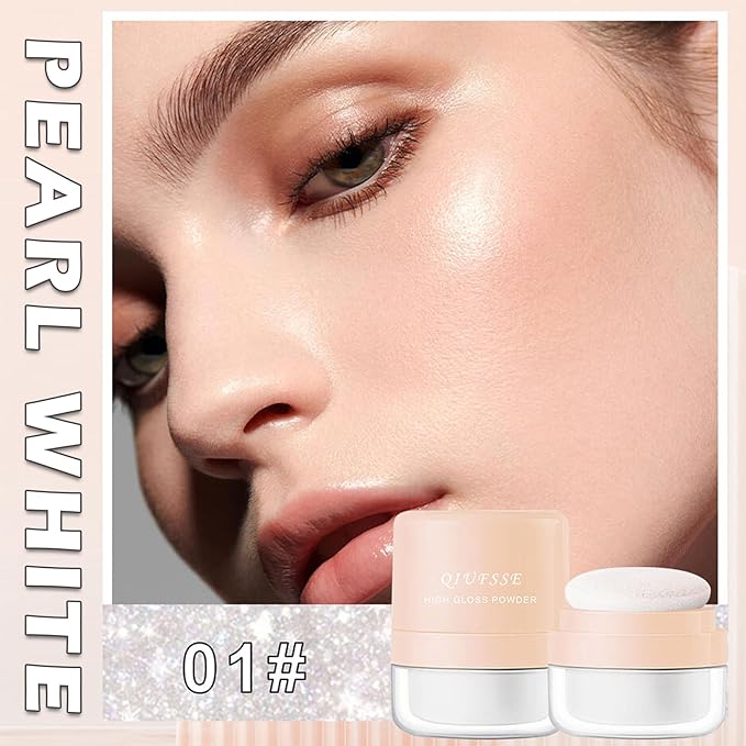 Body Hair Glitter Powder Highlighter Makeup Powder Polvo de Hadas Natural Enhance Facial Contours Lightweight Long-lasting Shimmer Face Body Makeup-Pearl White-VivaGrace Women