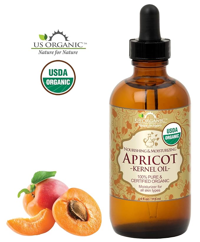 US Organic Apricot Kernel Oil, USDA Certified Organic,100% Pure & Natural, Cold Pressed Virgin, Unrefined in Amber Glass Bottle w/Glass Eyedropper for Easy Application (4 oz (Large))-VivaGrace Women