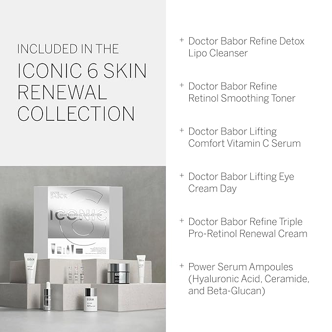BABOR DOCTOR Iconic Skin Renewal Collection Set, Serums to Hydrate, Repair & Calm, Retinol Smoothing Toner and Renewal Cream, Lifting Vitamin C Serum and Eye Cream, Radiant Results Skincare Set-VivaGrace Women