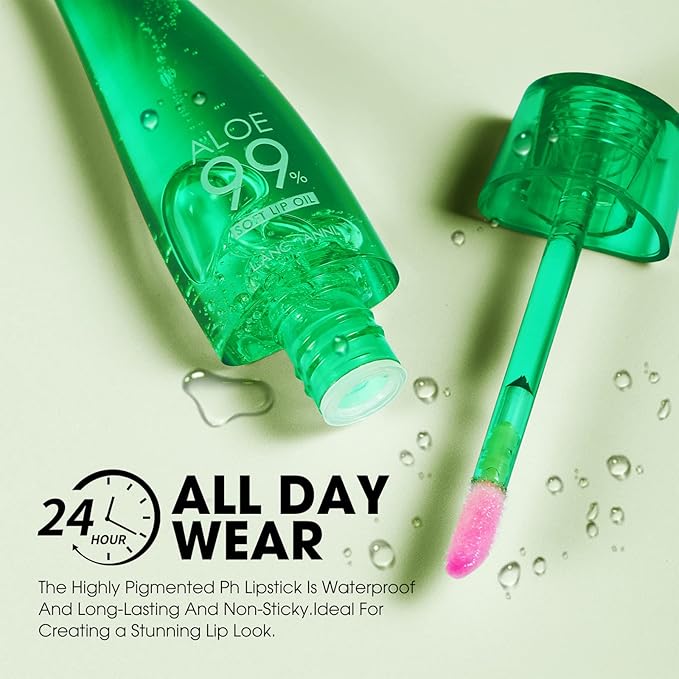 Lip Balm, 3PCS Aloe Vera Long Lasting Nutritious Lip Oil, Color Changing Tinted Lip Balm Set, Natural Plumping Hydrating, Easy Brush Application, Cute Portable Design, Unisex-VivaGrace Women