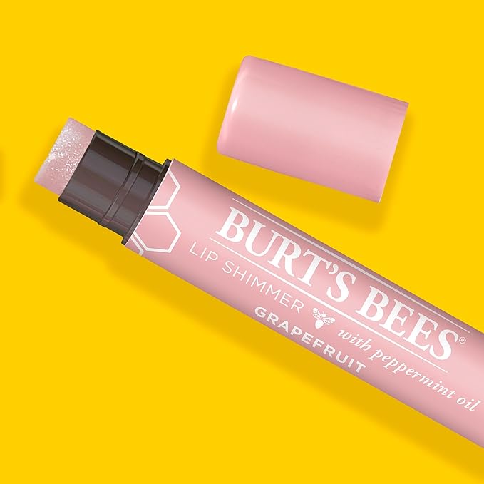 Burt's Bees Shimmer Lip Tint Set, Tinted Lip Balm Stick, Moisturizing for All Day Hydration with Natural Origin Glowy Pigmented Finish & Buildable Color, Grapefruit (4-Pack)-VivaGrace Women