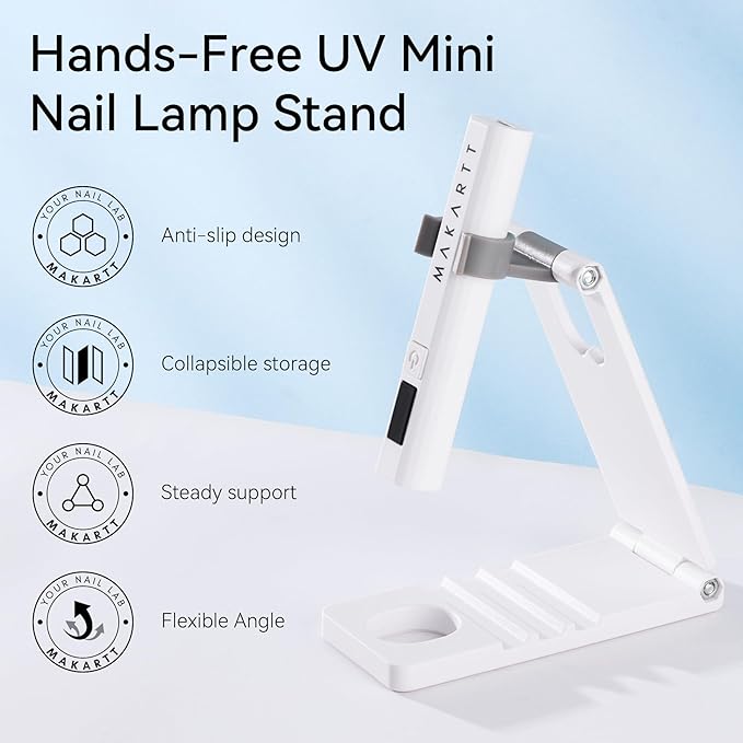 Makartt UV Nail Lamp Stand: Foldable, 360° Adjustable Rotation, Portable, Handsfree, Convenient for Gel Nails Polish Painting Home Salon Manicure-VivaGrace Women