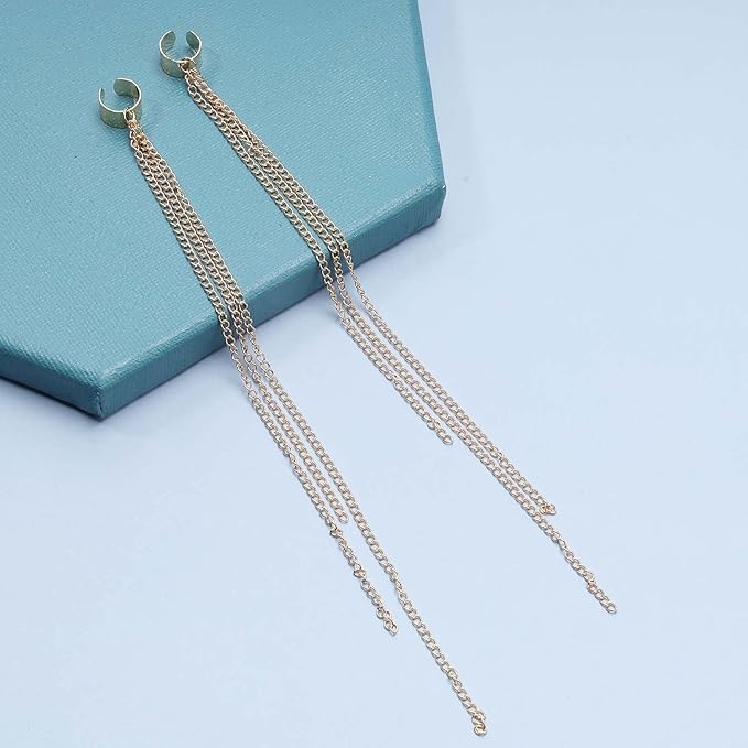 Boho Chain Tassel Earrings Gold Long Drop Dangle Earrings Dangle Chain Earrings Vintage Long Earrings Punk Earrings Jewelry for Women and Girls-VivaGrace Women