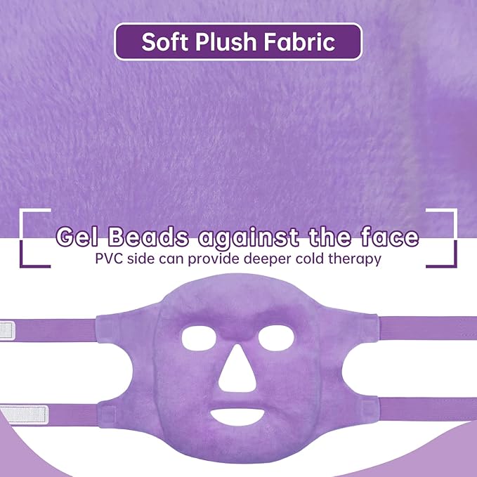 Ice Face Mask Reusable and Cold Gel Eye Mask for Puffiness/Dark Circles/Eye Bags/Dry Eyes/Headaches/Migraines/Stress Relief, Ice Pack for Eyes & Face (Purple)-VivaGrace Women