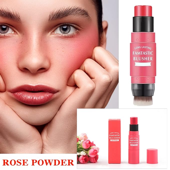 Cream Blush Stick (02) with Brush, Waterproof, Long Lasting, Shimmery Finish, Medium Coverage, Stick Pack, 40g, for All Skin Tones-VivaGrace Women