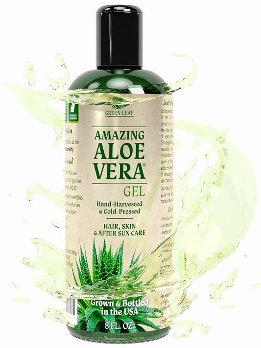 Amazing Aloe Vera Gel - Freshly Cut, 100% Pure Aloe, Premium Quality, Vegan, Unscented - Natural Sunburn Relief, After Shave, Skin, Face & Hair Care 8oz-VivaGrace Women