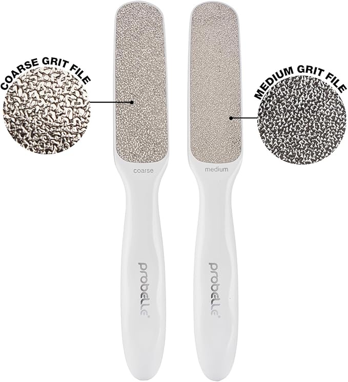 Probelle Double Sided Multidirectional Nickel Foot File Callus Remover - Immediately Reduces calluses and Corns to Powder for Instant Results, Safe Tool (White)-VivaGrace Women