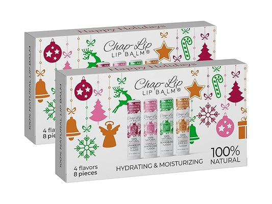 100% Natural Lip Balm Set - Beeswax Natural Christmas Gifts for Her - Lip Moisturizer for Dry Lips, Cocoa Butter - Petroleum Free, 8 Count, 2 Pack-VivaGrace Women